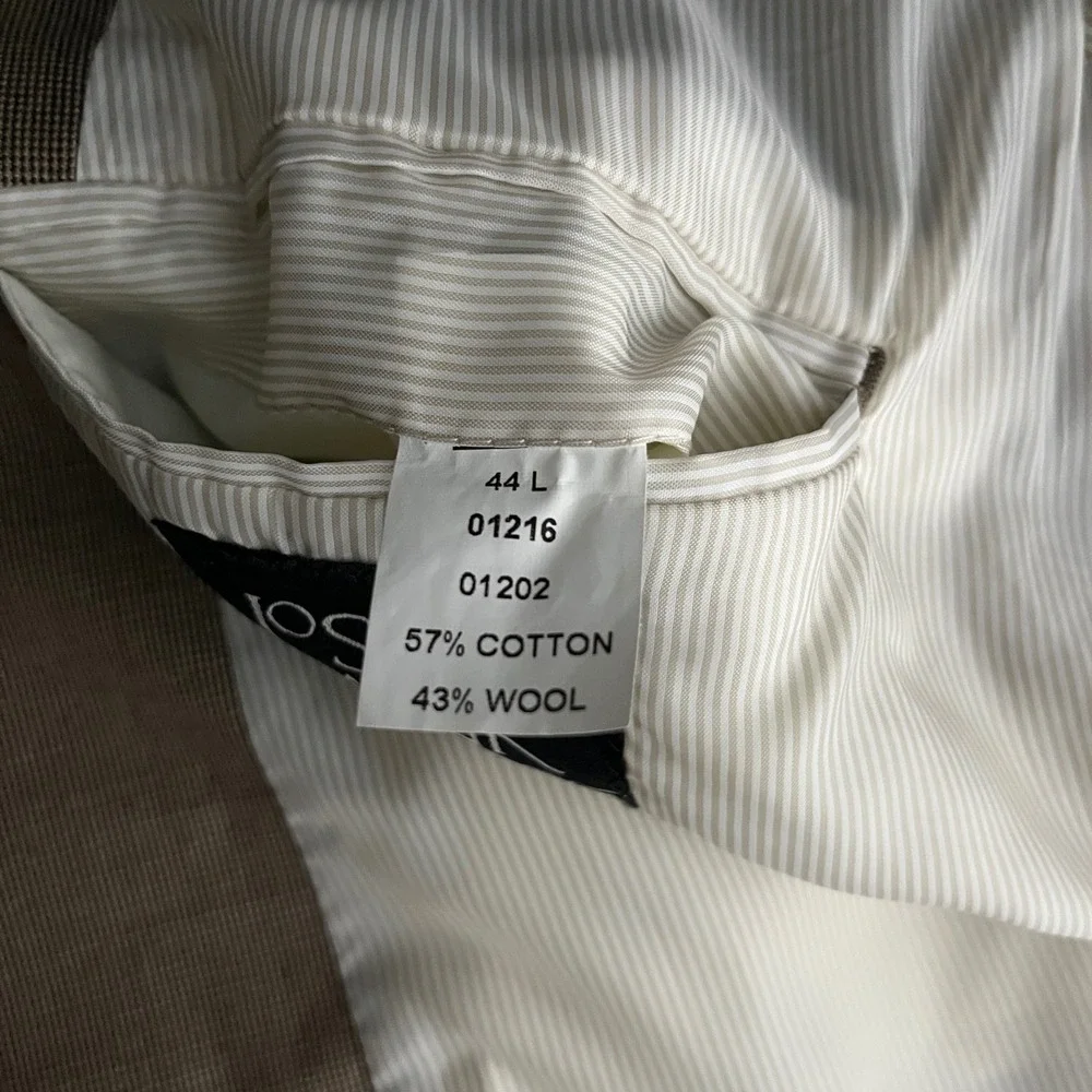 Jos. A. Bank Suit Mens 44L 38x30.5 Tan Cotton Wool Blend Two Button Modern